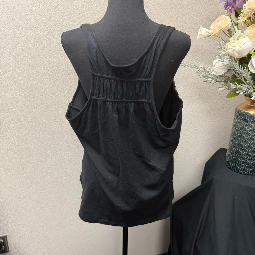 Maurices Black Silver Sequin Tank Top 1X Party Sparkle Sleeveless Blouse - Picture 3 of 8